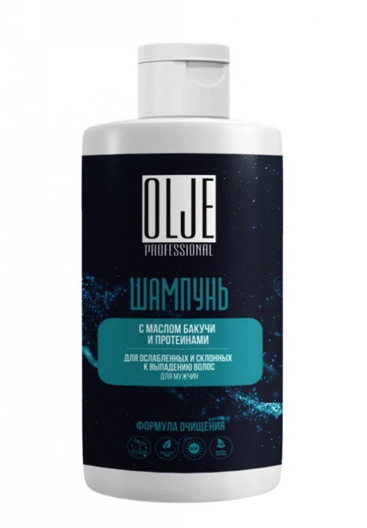 OLJE. Шампунь мужской с маслом бакучи и протеинами, 450 мл в Вологде