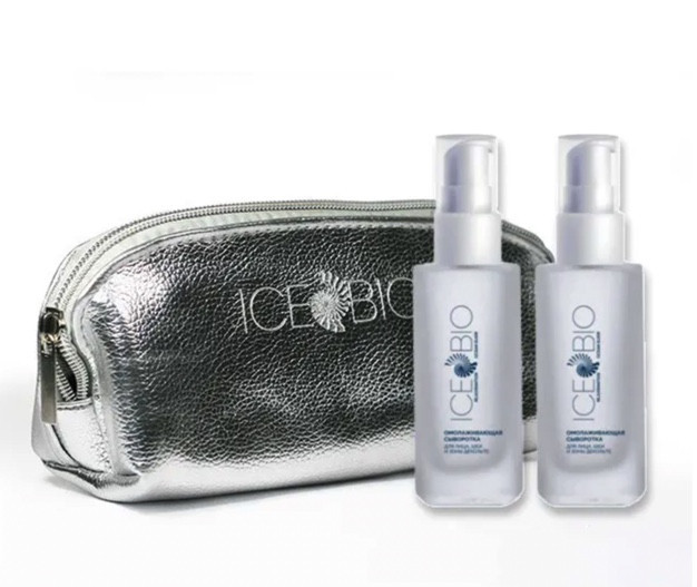 ICE BIO. Набор Сыворотка  2 шт омолаживающая для лица, шеи и зоны декольте 30мл, в косметичке в Вологде